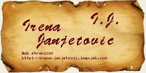 Irena Janjetović vizit kartica